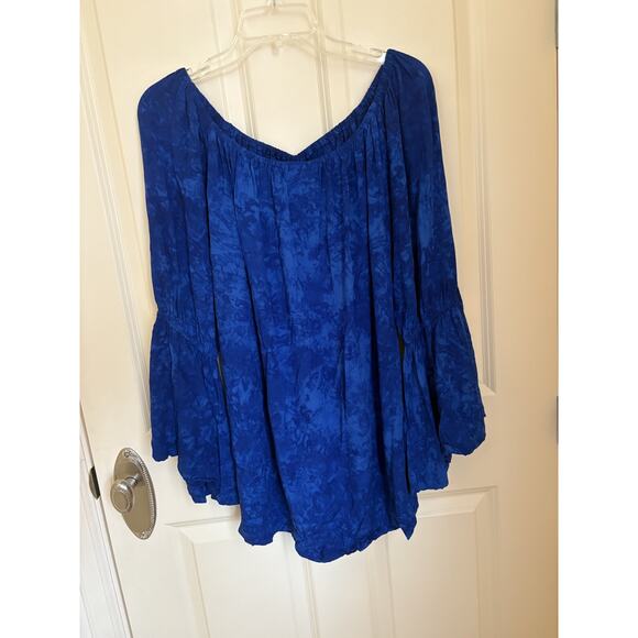 Lost Island Trading L/XL Blue Blouse Medieval Cosplay Renaissance Tie Dye - Picture 6 of 6